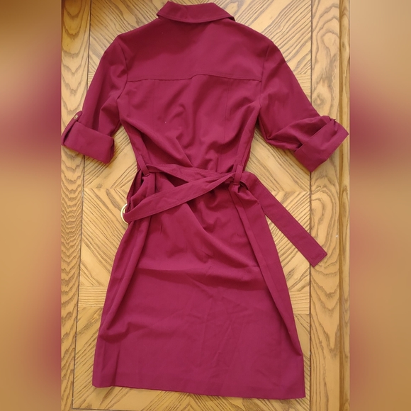 Sharagano Burgundy button zipper tie dress - Picture 7 of 8